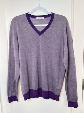 Fioroni Cashmere Silk V-Neck Sweater Purple L